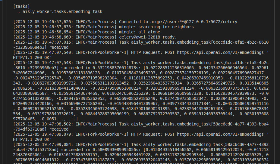 Vector search using Celery and LangChain