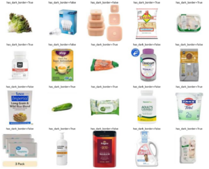 Sample grocery product images from the Supermarket Product Images dataset, showing packaged food items across multiple retail categories.